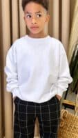 Beyaz Bisiklet Yaka Sweatshirt