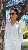 Pamuk Keten Çizgili Gömlek