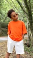 Turuncu Cotton Kumaş Oversize Tshirt