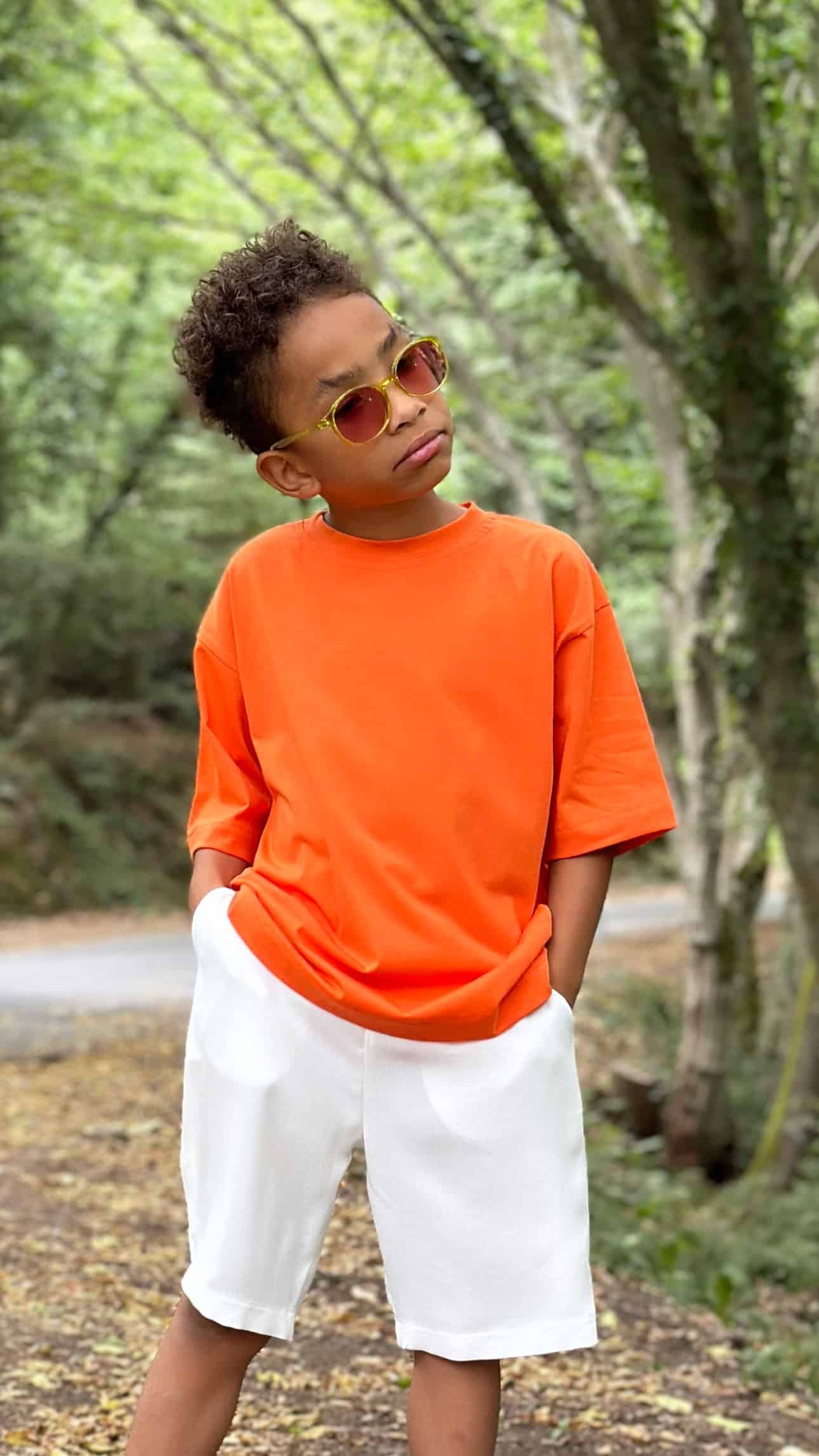 Turuncu Cotton Kumaş Oversize Tshirt