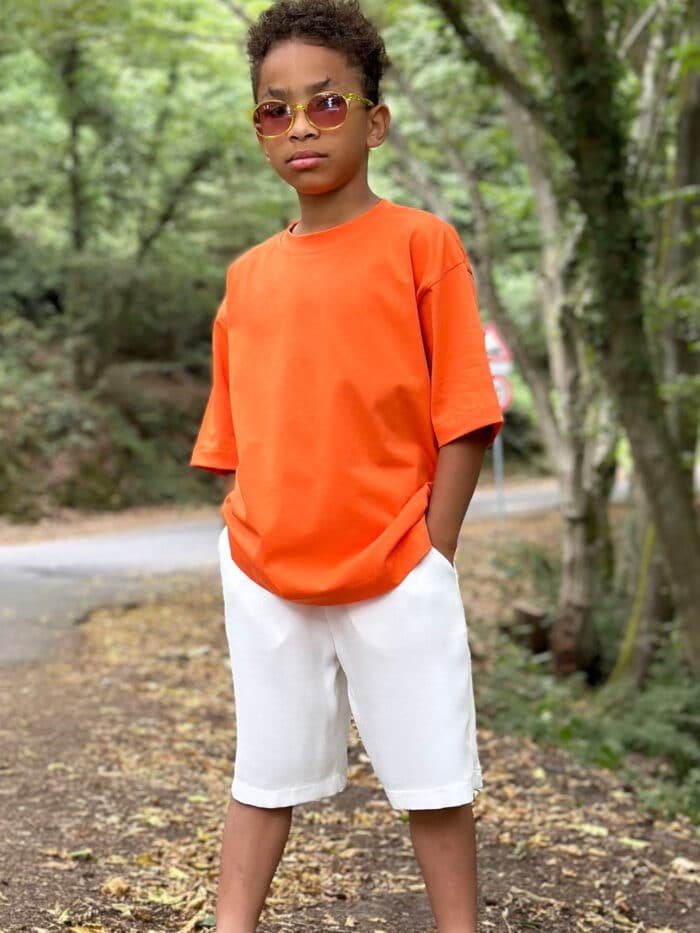 Turuncu Cotton Kumaş Oversize Tshirt