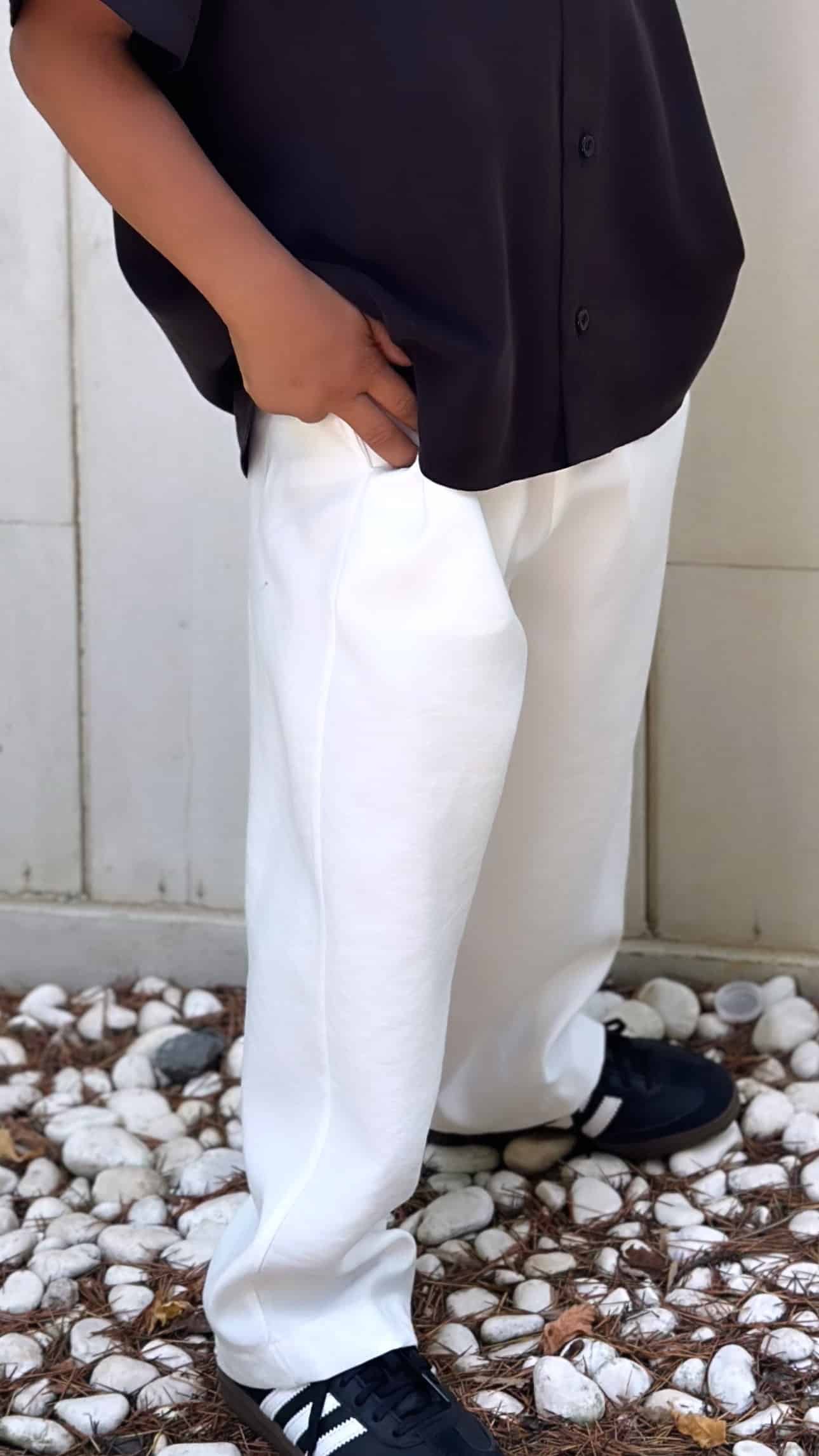 Tencel Kumaş Beyaz Pantolon